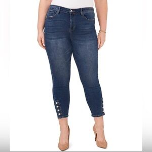 NWT  CeCe Indigo Denim Pearl Skinny Ankle Jeans - Size